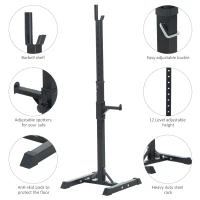 Soozier Barbell Stands Adjustable Stable Squat Stand Portable 2 Bars Holder (Black/Grey)(m-4)