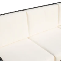 [Pick UP] Outsunny Deluxe 3 Seat Rattan Wicker Sofa Garden Outdoor Patio Furniture with Cushion, Black(m-8)