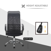 HOMCOM Office Chair High Back Ergonomic Mesh Swivel Computer Executive Desk Armchair Height Adjustable with Wheels, Black(m-4)