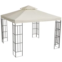 Outsunny Square2-Tier Gazebo Canopy Replacement Top Cover Water-resistant UV Protected Shade Protection (Cream White)(m-7)