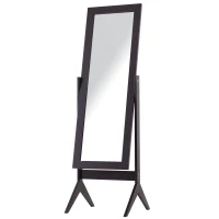 HOMCOM Free-standing Full-length Jewellery Dressing Mirror Angle Adjustable Living Room Bedroom  Dark Brown(m-1)