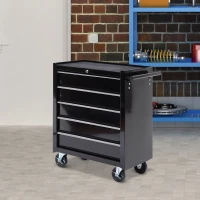 [Pick Up] HOMCOM 5 Drawer Steel Rolling Tool Cabinet Wheeled Storage Cart Box, Black, 31"(m-2)