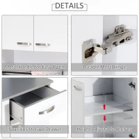 HOMCOM White Kitchen Cupboards 71” Buffet Server Microwave Storage Cabinet Hutch- White(m-7)