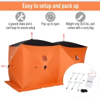 Outsunny Fishing Tent Portable 8-Person Ice Fishing Tent Shelter with Ventilation Windows and Carry Bag(m-5)