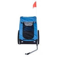 PawHut Pet Bike Trailer Bike Cart Bicycle Dog Cat Travel Carrier Foldable Blue(m-8)