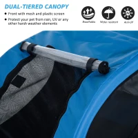 PawHut Pet Bike Trailer Bike Cart Bicycle Dog Cat Travel Carrier Foldable Blue(m-6)