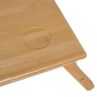 HOMCOM Bed Tray Table Adjustable Bamboo Laptop Tray Desk Notebook Table with Side Drawer and Foldable Legs(m-12)