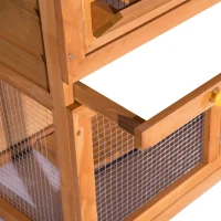 PawHut Bunny Hutch 2 Tier Elevated Wooden Rabbit Bunny House Chicken Coop Small Animal Cage w/ Sliding-Out Tray(m-9)
