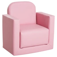 Qaba Kids Armchair 2-in-1 Multifunctional Children Armchair Kids Table & Sofa Set Pink(m-1)
