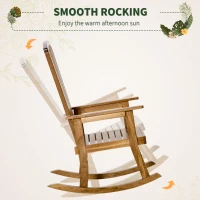 Outsunny Wooden Rocking Chair, Traditional Porch Rocker, Fade-Resistant Patio Rocker Chair for Outdoor Indoor Use, Natural(m-4)