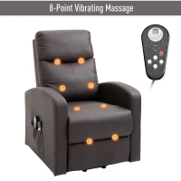 HOMCOM Lift Chair Recliner 8- Point Massage Sofa Electric Power Lift Recliner Over Padded PU Leather W/ Remote Controllers(m-5)