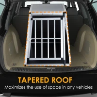 PawHut Dog Car Crate 36" Aluminum Dog Cage Pet Travel Tapered Roof Cat Transport Box Pet Kennel Playpen(m-4)