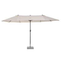 Outsunny 15ft Double-Sided Patio Umbrella Rectangular Parasol Sun Shelter Canopy Shade UV Protection w/ Hand Crank(m-7)