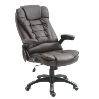 HOMCOM Executive Office Chairs Swivel Ergonomic Massage Chair High Back Leather Adjustable Vibrating for Home Office Brown(m-2)