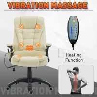 HOMCOM Massage Office Chairs Computer Executive Ergonomic Heated Vibrating Beige(m-4)