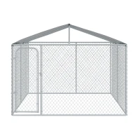 PawHut Outside Dog Kennels 10'Lx10'Wx6'H Large Outdoor Dog Playpen Galvanized Pet Exercise House Cage with Canopy Roof, Silver(m-7)