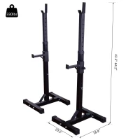 Soozier Barbell Stands Adjustable Stable Squat Stand Portable 2 Bars Holder (Black/Grey)(m-3)