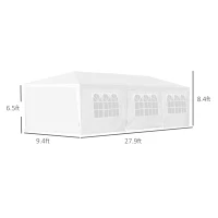 Outsunny Wedding Tent Portable Folding Garden Party Gazebo with 8 Walls Waterproof with PVC Coating UV Resistant  High Performance Polyester White(m-3)