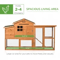 PawHut 76" Wooden Chicken Coop, Outdoor Hen House Poultry Duck Goose Cage with Outdoor Run, Nesting Box, Removable Tray and Lockable Doors, Orange(m-6)