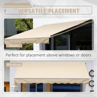 Outsunny Retractable Patio Awning 13’x8’ Manual Aluminum Frame Waterproof Sun Shade Patio Outdoor Deck Canopy Shelter - Khaki(m-5)