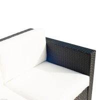 [Pick UP] Outsunny Deluxe 3 Seat Rattan Wicker Sofa Garden Outdoor Patio Furniture with Cushion, Black(m-6)
