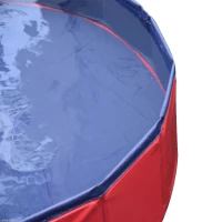 PawHut Pet Pool Bathing Tub φ31.5”  Folding Dog Swimming Pool Puppy Pet Supplies Red(m-11)