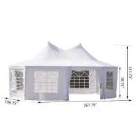 Outsunny Event Tent 22.3ft Octagonal Wedding Party Outdoor Shelter with 8 Removable Walls White(m-3)