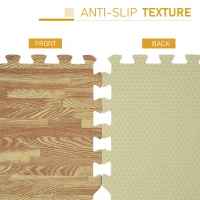 HOMCOM Interlocking Floor Mats 24pcs 96 Square Feet Soft Wood Grain EVA Foam  Exercise Workout Mat Kid Play Mat (Light Grain Wood)(m-7)