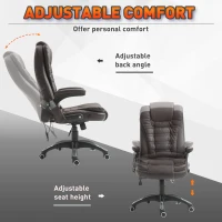 HOMCOM Executive Office Chairs Swivel Ergonomic Massage Chair High Back Leather Adjustable Vibrating for Home Office Brown(m-6)