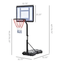 Soozier Portable Basketball Hoop & Stand System on Wheels Adjustable Height  For Children Multi-color with 2 Wheels(m-3)
