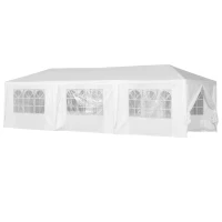 Outsunny Wedding Tent Portable Folding Garden Party Gazebo with 8 Walls Waterproof with PVC Coating UV Resistant  High Performance Polyester White(m-1)