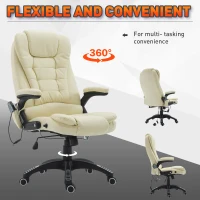 HOMCOM Massage Office Chairs Computer Executive Ergonomic Heated Vibrating Beige(m-7)