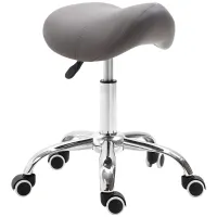 HOMCOM Massage Stool Adjustable Hydraulic Rolling Salon Stool Saddle Swivel Saddle Chair Grey(m-1)