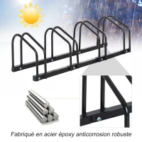HOMCOM Bike Parking Stand Floor Wall Mount  Storage Locking Rack Holder for 4-Bicycle Outdoor Steel(m-4)