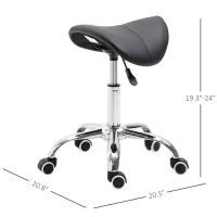 HOMCOM Massage Stool Adjustable Hydraulic Rolling Salon Swivel Saddle Chair Spa Beauty Massage Seat Black(m-3)