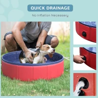 PawHut Pet Pool Bathing Tub φ31.5”  Folding Dog Swimming Pool Puppy Pet Supplies Red(m-7)
