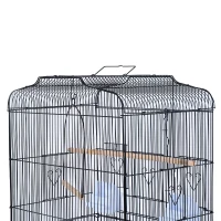 PawHut Budgie Cage 63" Rolling Bird Cage Macaw Cockatoo House Parrot Play Top Finch Pet Supply with Wheels Black(m-10)