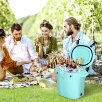Outsunny Cute Cooler Box 25L Cooling Box Outdoor Portable Green(m-1)