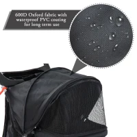 PawHut Pet stroller lightweight folding separate doggo stroller cat and dog teddy nest basket outdoor Storage Black(m-5)