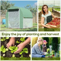 Outsunny 6.6' x 6.6' x 6.6' Tunnel Greenhouse Outdoor Walk-In Hot House with Roll-up Windows and Zippered Door, Steel Frame, PE Cover, Green(m-8)