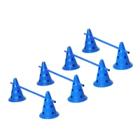 PawHut Dog Agility Hurdles Cones - Canine Agility Training Set - 8 Hurdles & 4 Poles Set with carrying bagBlue(m-2)