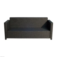 [Pick UP] Outsunny Deluxe 3 Seat Rattan Wicker Sofa Garden Outdoor Patio Furniture with Cushion, Black(m-4)