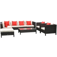 [Pick Up] Outsunny 9pc Rattan Wicker Furniture Lounger Set w/ Cushions(m-1)
