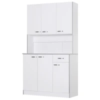HOMCOM White Kitchen Cupboards 71” Buffet Server Microwave Storage Cabinet Hutch- White(m-1)