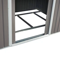 Outsunny 9'x6.3'Garden Storage Outdoor Shed w/ Floor Foundation Outdoor Yard Metal Tool Storage House Grey White(m-9)