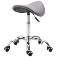 HOMCOM Massage Stool Adjustable Hydraulic Rolling Salon Stool Saddle Swivel Saddle Chair Grey(m-7)
