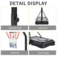 Soozier Portable Basketball Hoop & Stand System on Wheels Adjustable Height  For Children Multi-color with 2 Wheels(m-5)