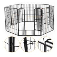 PawHut X Pen for Dogs 8 Panel Pet Playpen Heavy-Duty Iron Indoor/Outdoor 40-inch Black(m-11)