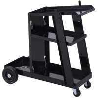 DURHAND Welding Cart 3 Tier Welder Trolley Garage w/ Safety Chain Black(m-4)