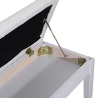 HomCom Piano Bench with Storage Faux Leather Padded Double / Duet w/ Music Storage - White(m-10)